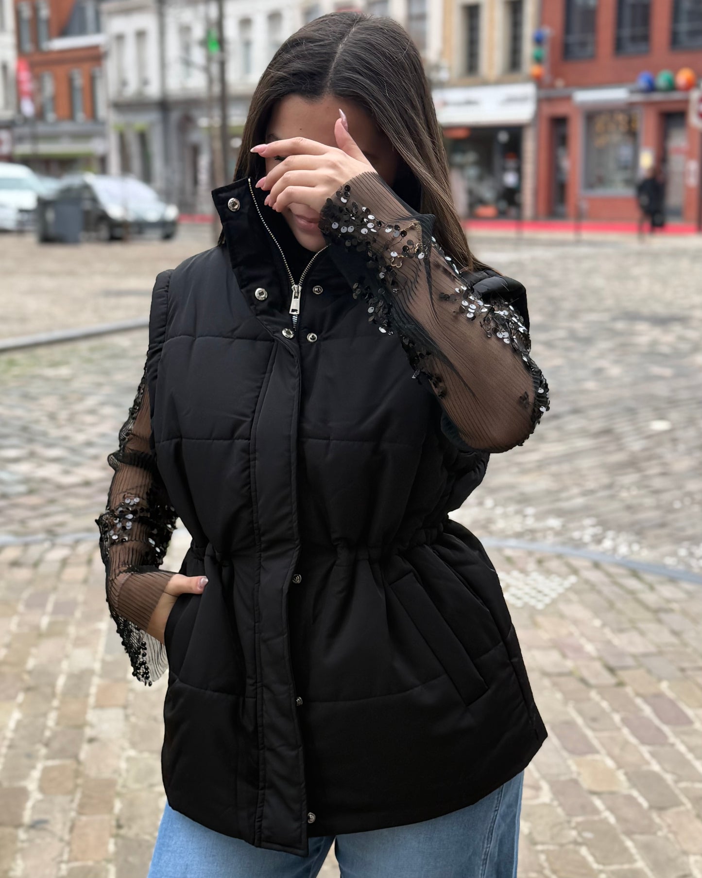 Manteau noir manches amovibles