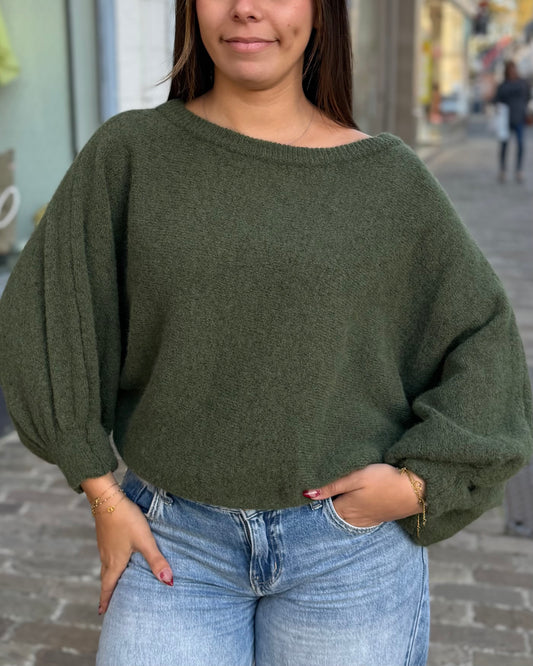 Pull épaule dénudée kaki
