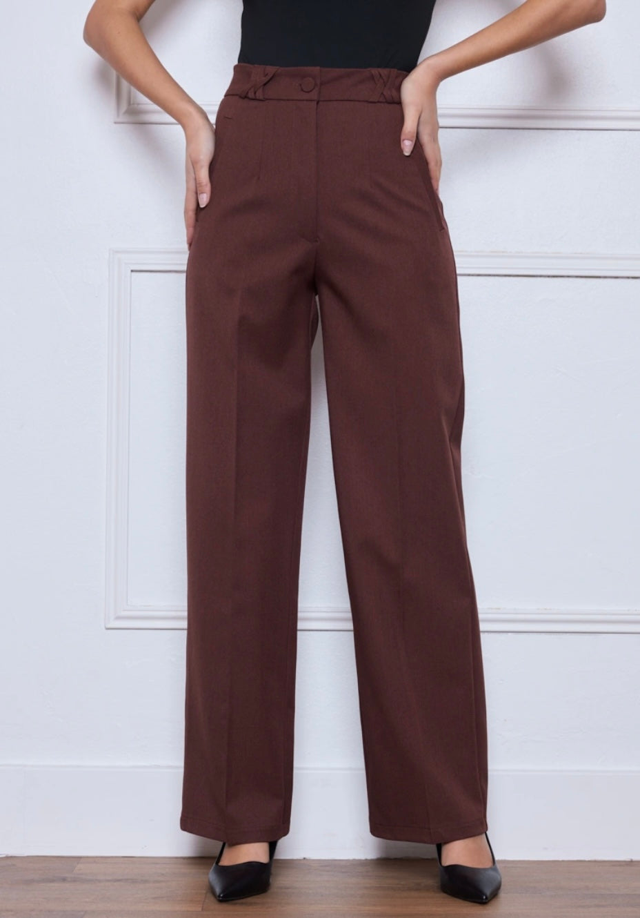 Pantalon élégant marron Samira