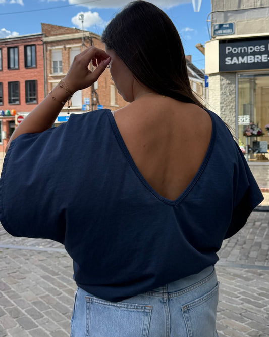 T-shirt dos nu en V