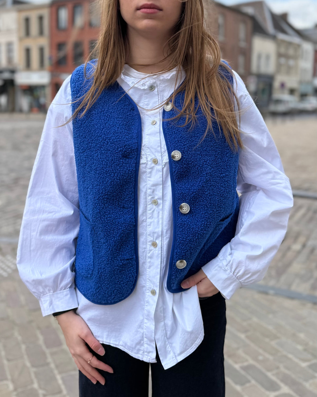 Gilet curly bleu électrique