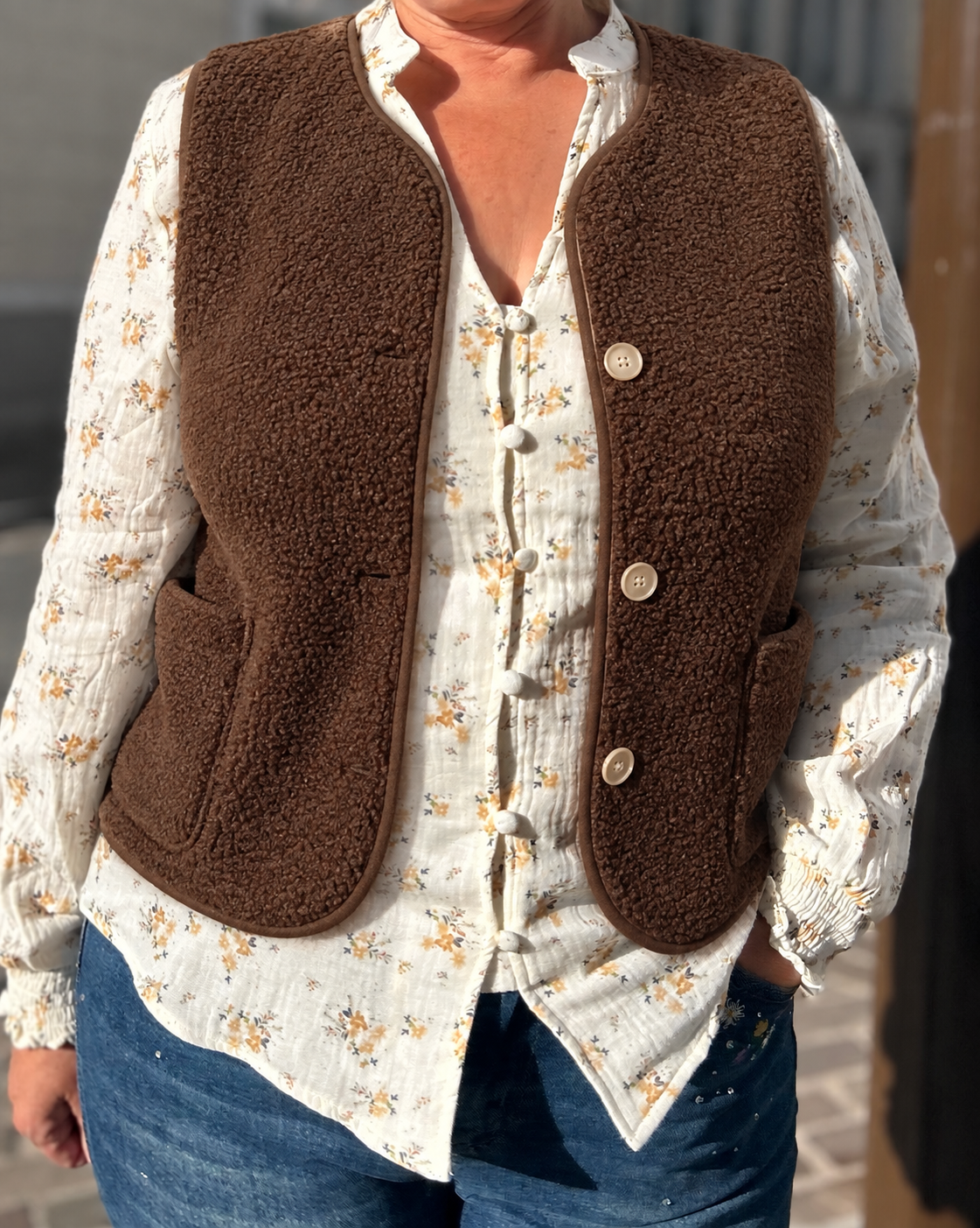 Gilet curly marron