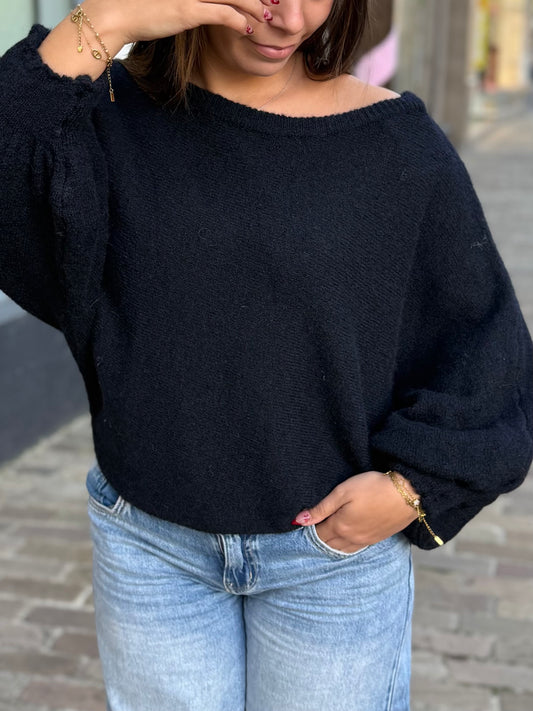 Pull épaule dénudée marine