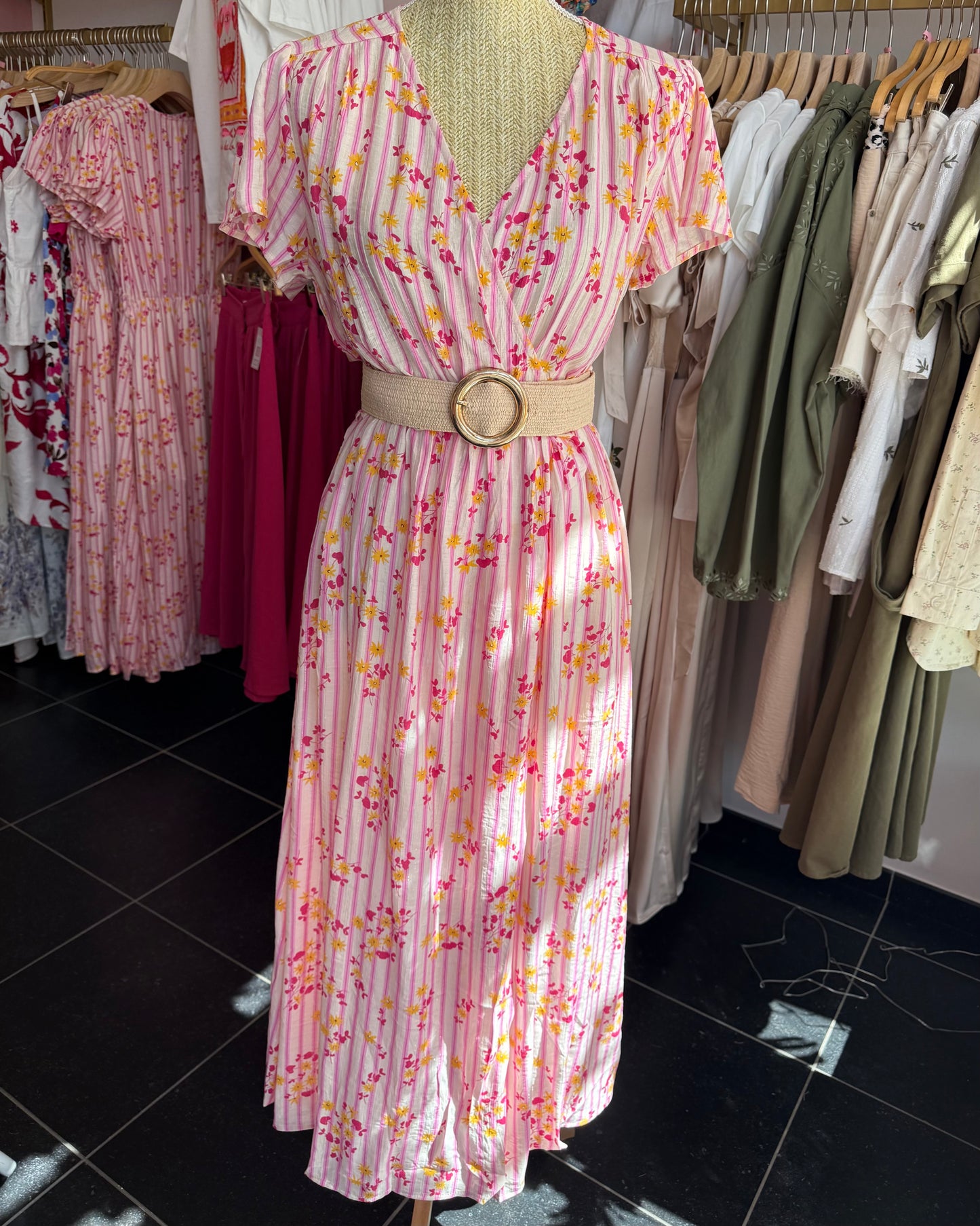 Robe rayures rose