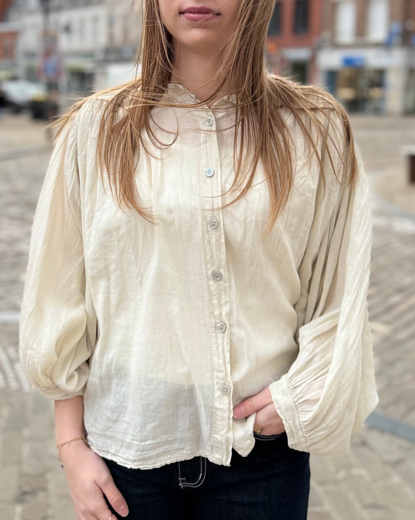 Chemise évasé beige