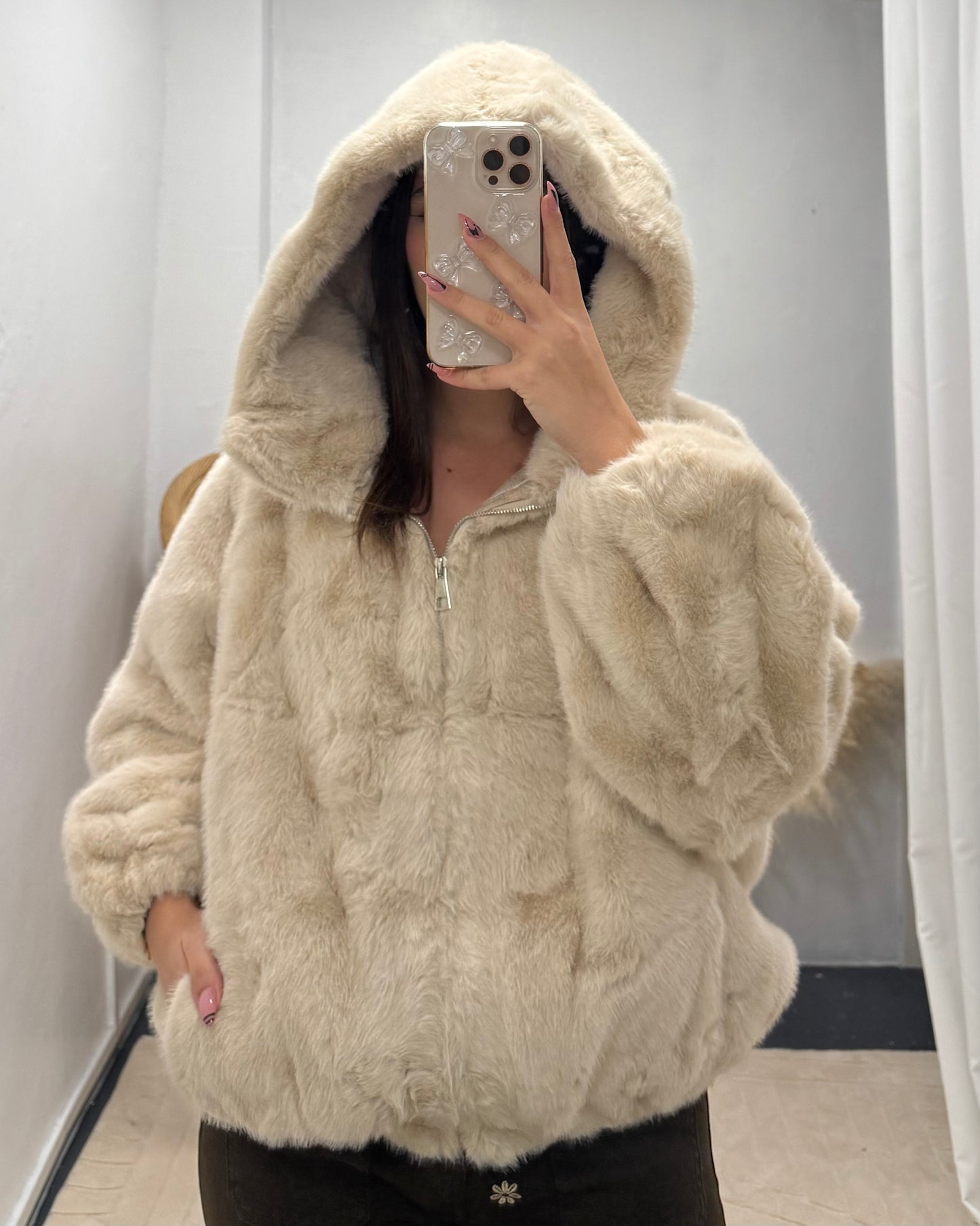 Veste fourrure beige Idalia