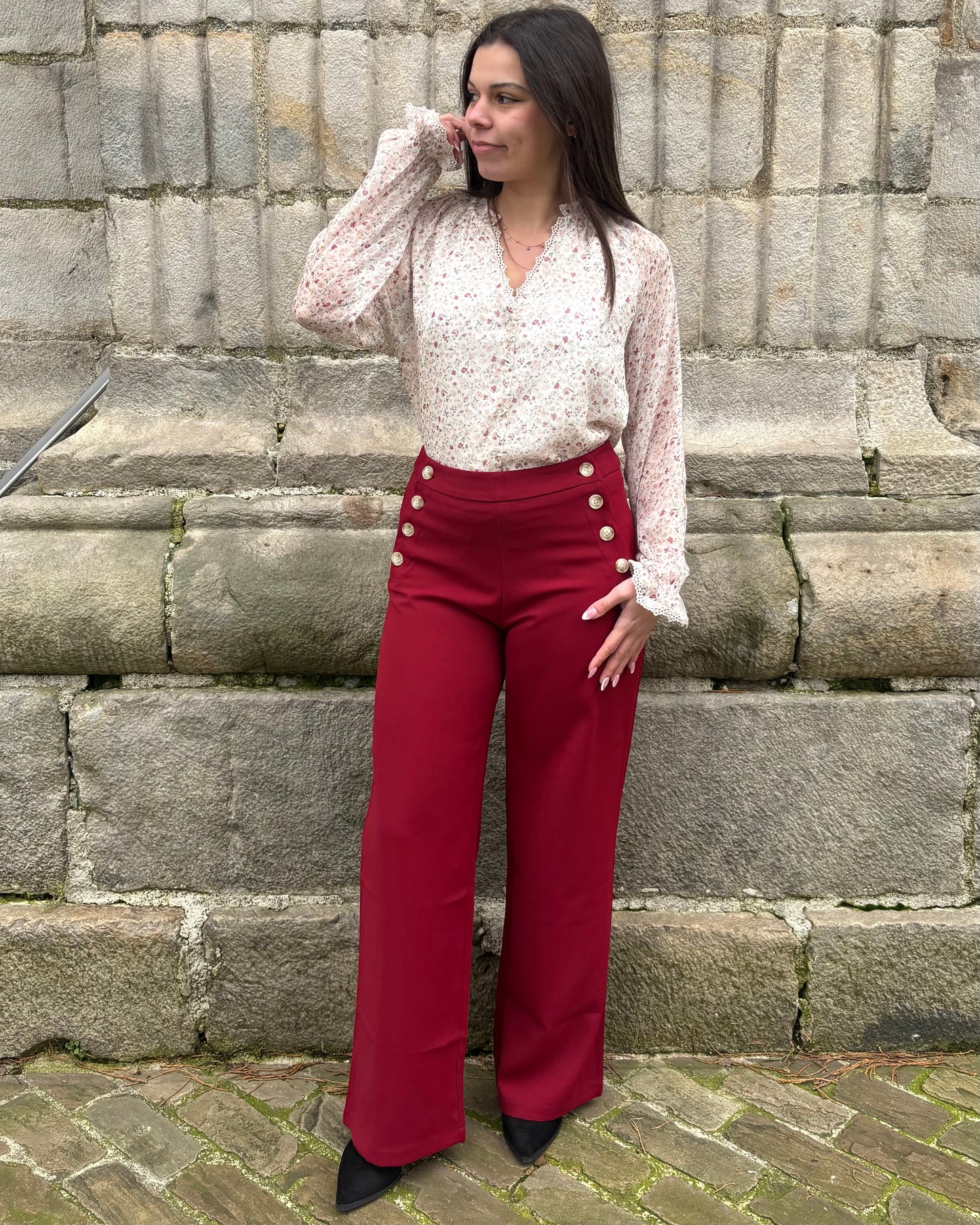Pantalon Abigaël bordeaux
