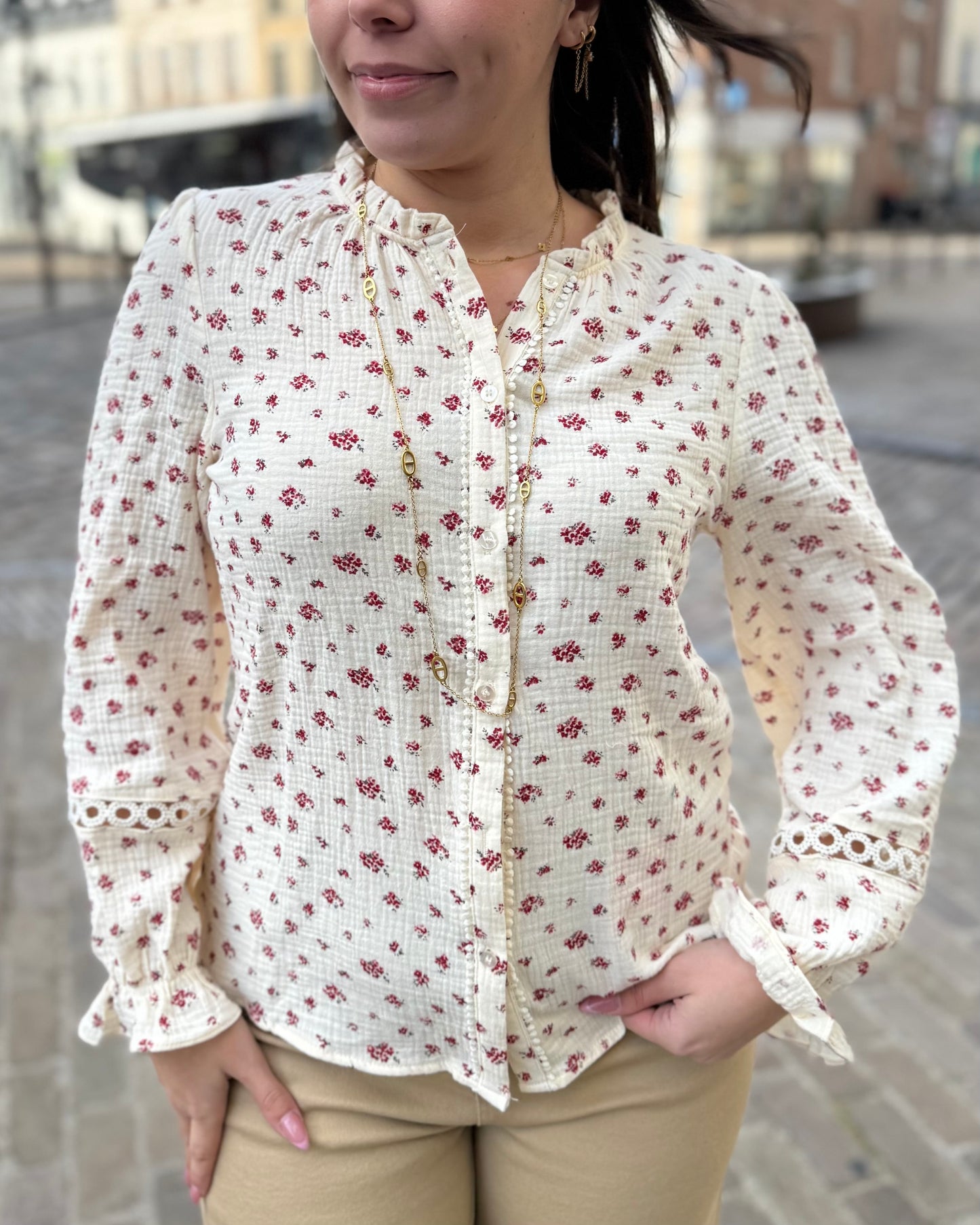 Chemise gaze de coton bordeaux