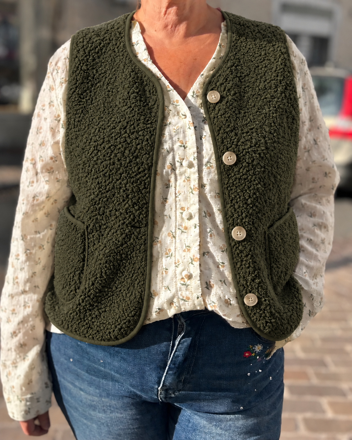 Gilet curly kaki