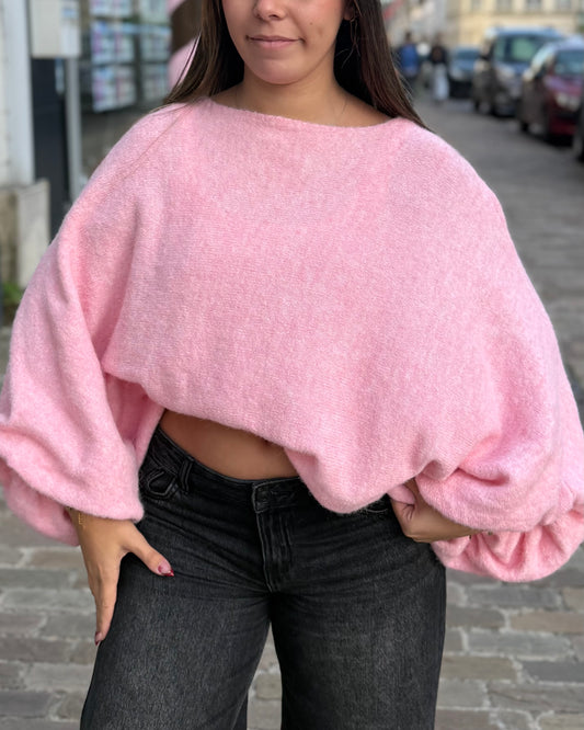 Pull oversize chauve souris rose 36 à 50