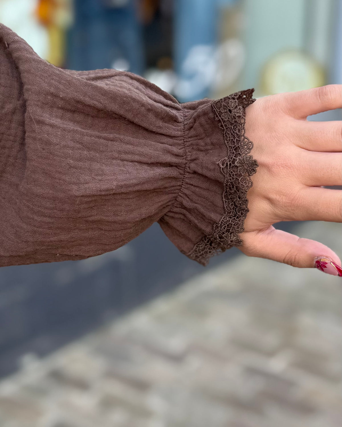 Chemise gaze de coton marron