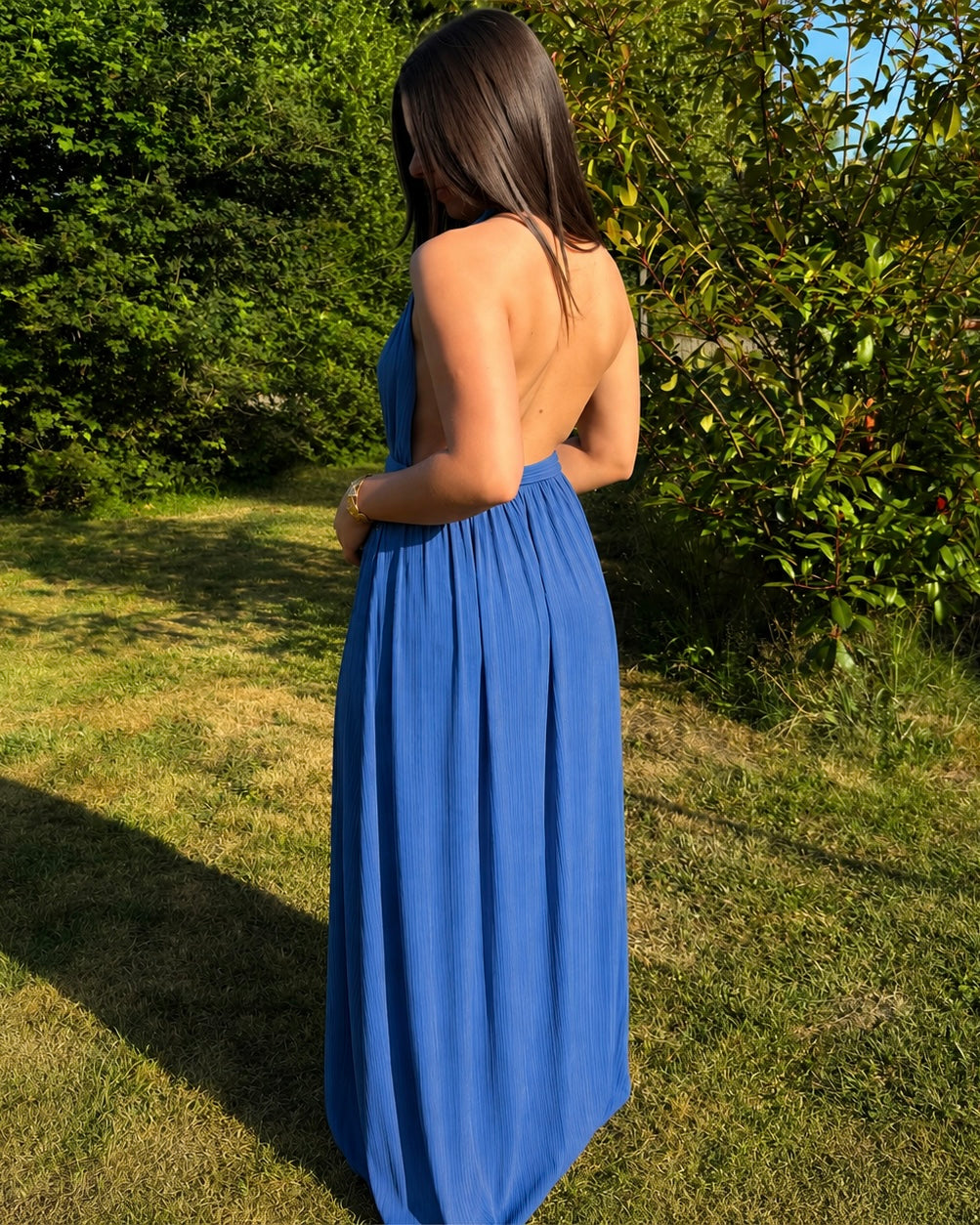 Robe dos nu bleu