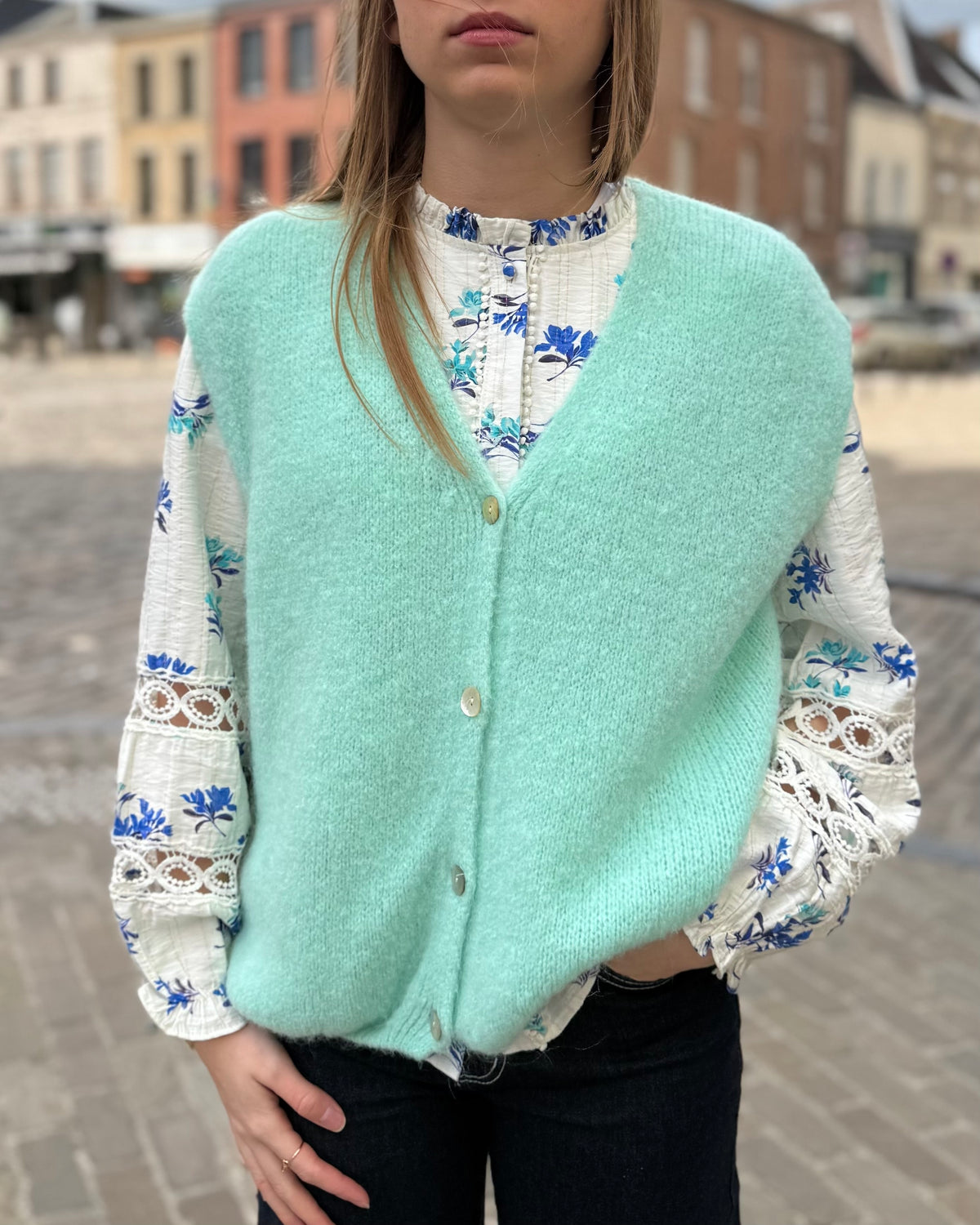 Gilet turquoise Alpaga