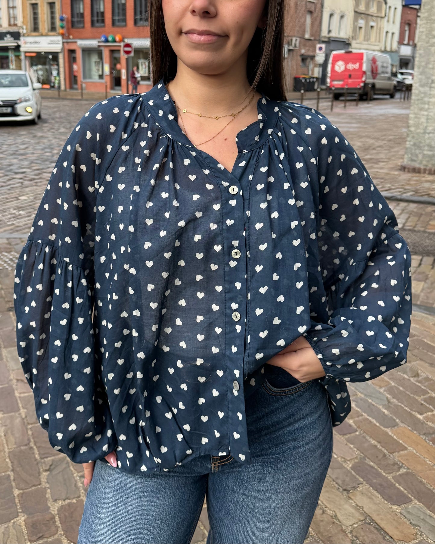 Chemise marine cœur
