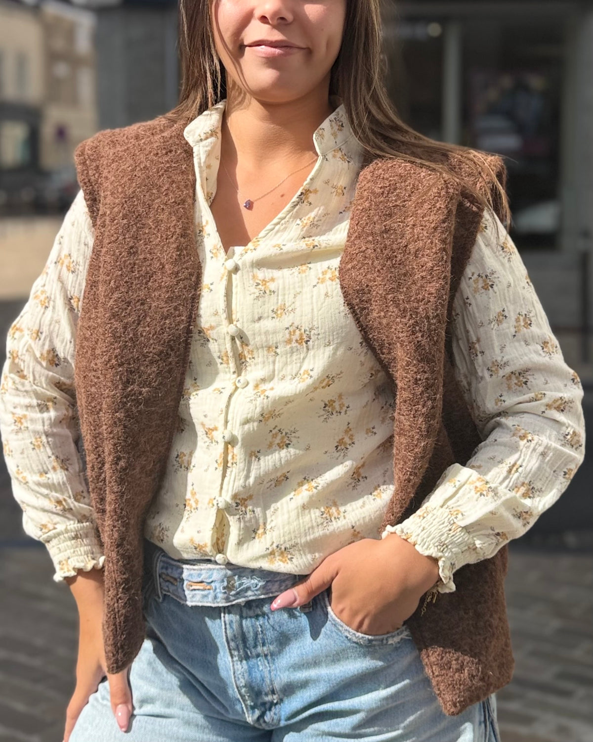 Chemise gaze de coton jaune beige
