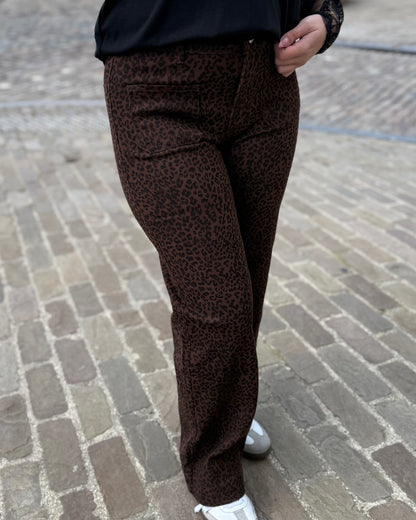 Jean léopard marron