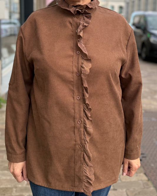 Chemise marron velours côtelé