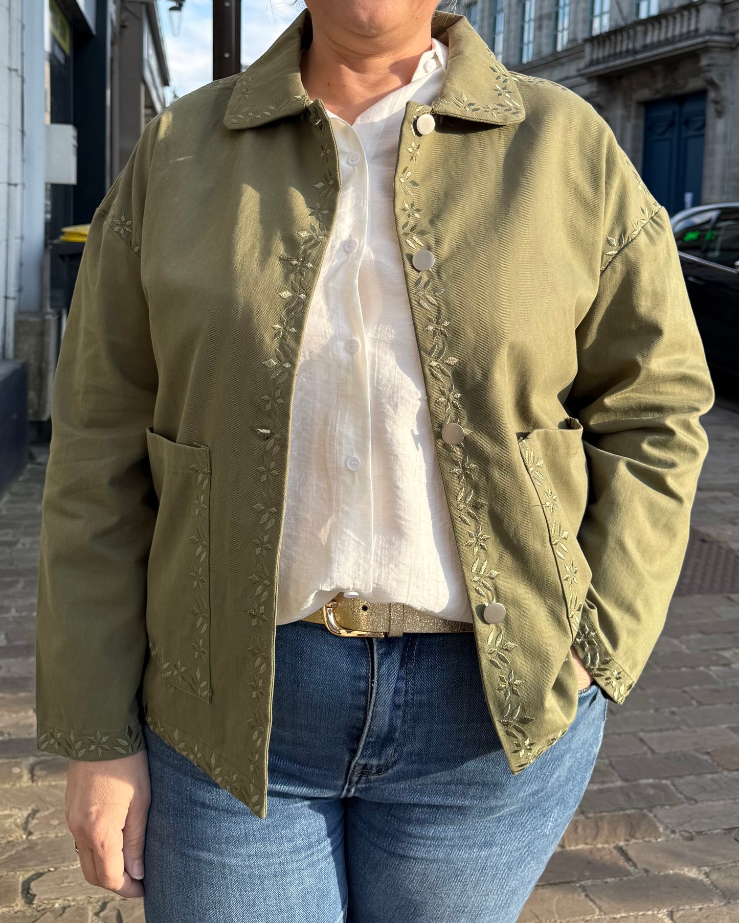 Veste jean kaki