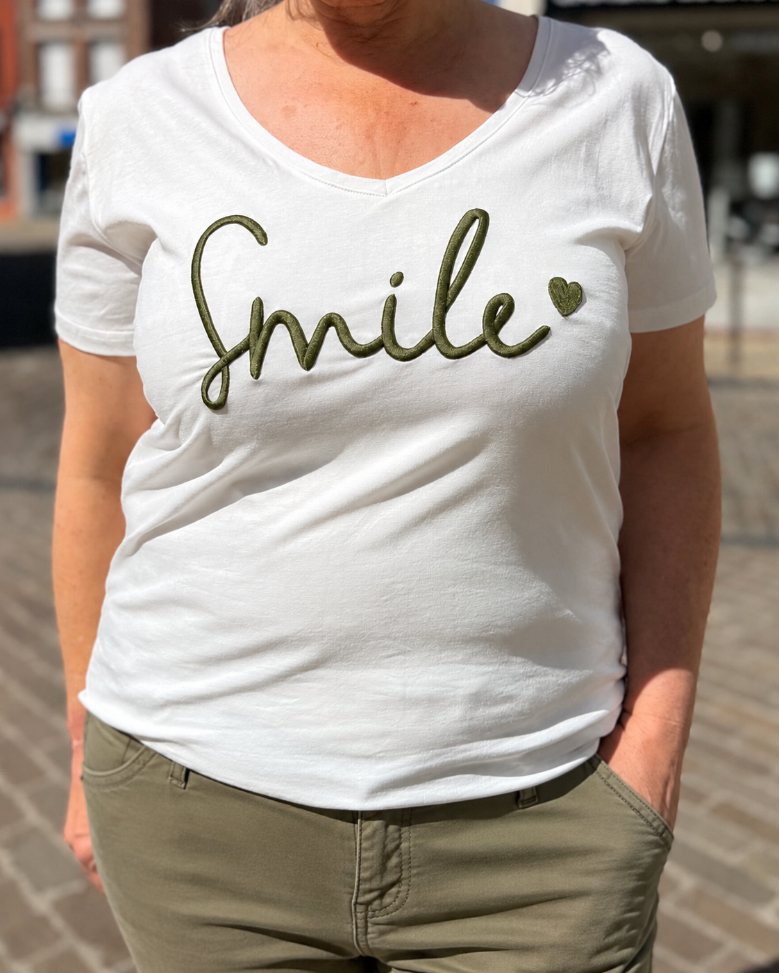 T-shirt Smile kaki