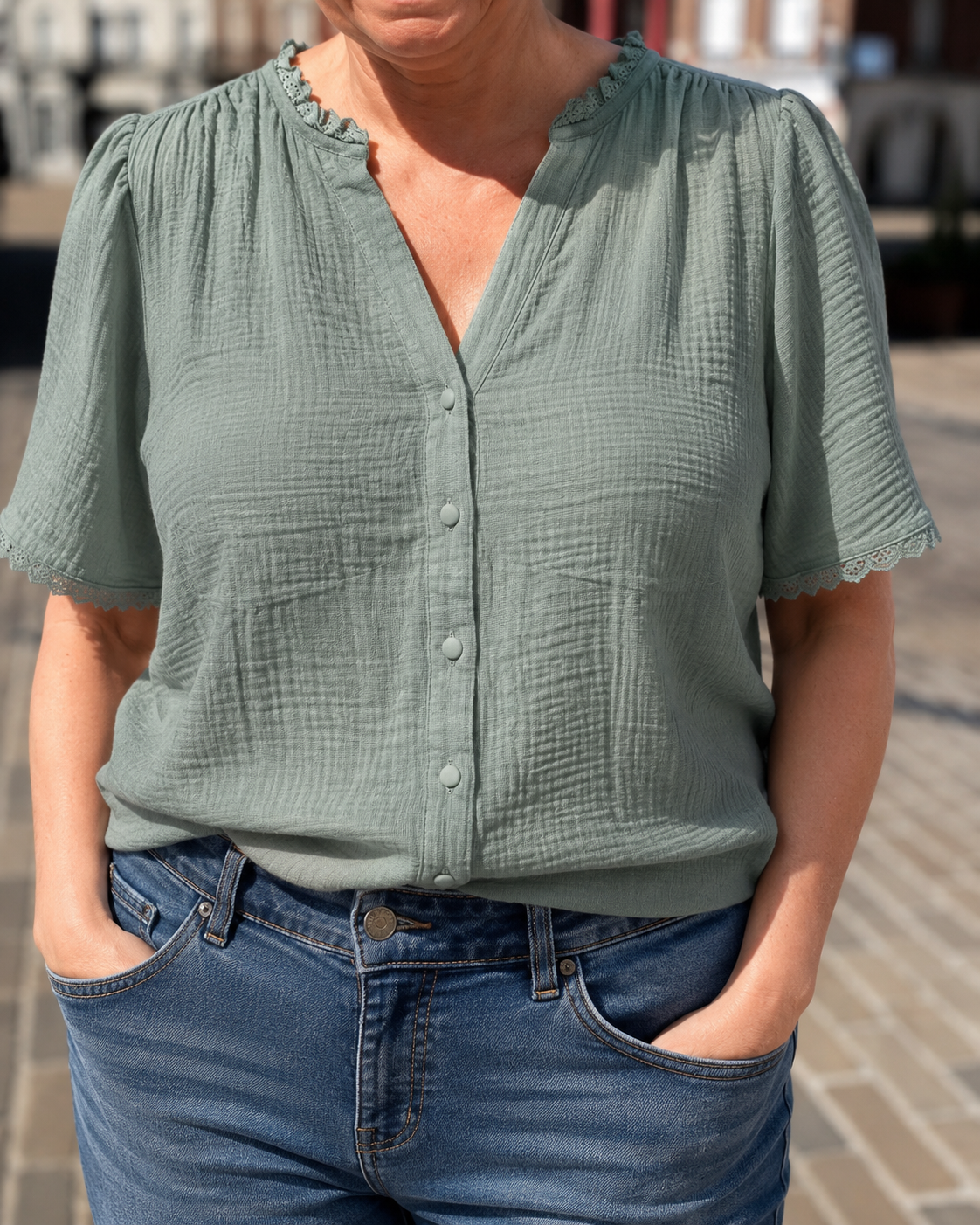 Chemise gaze de coton vert