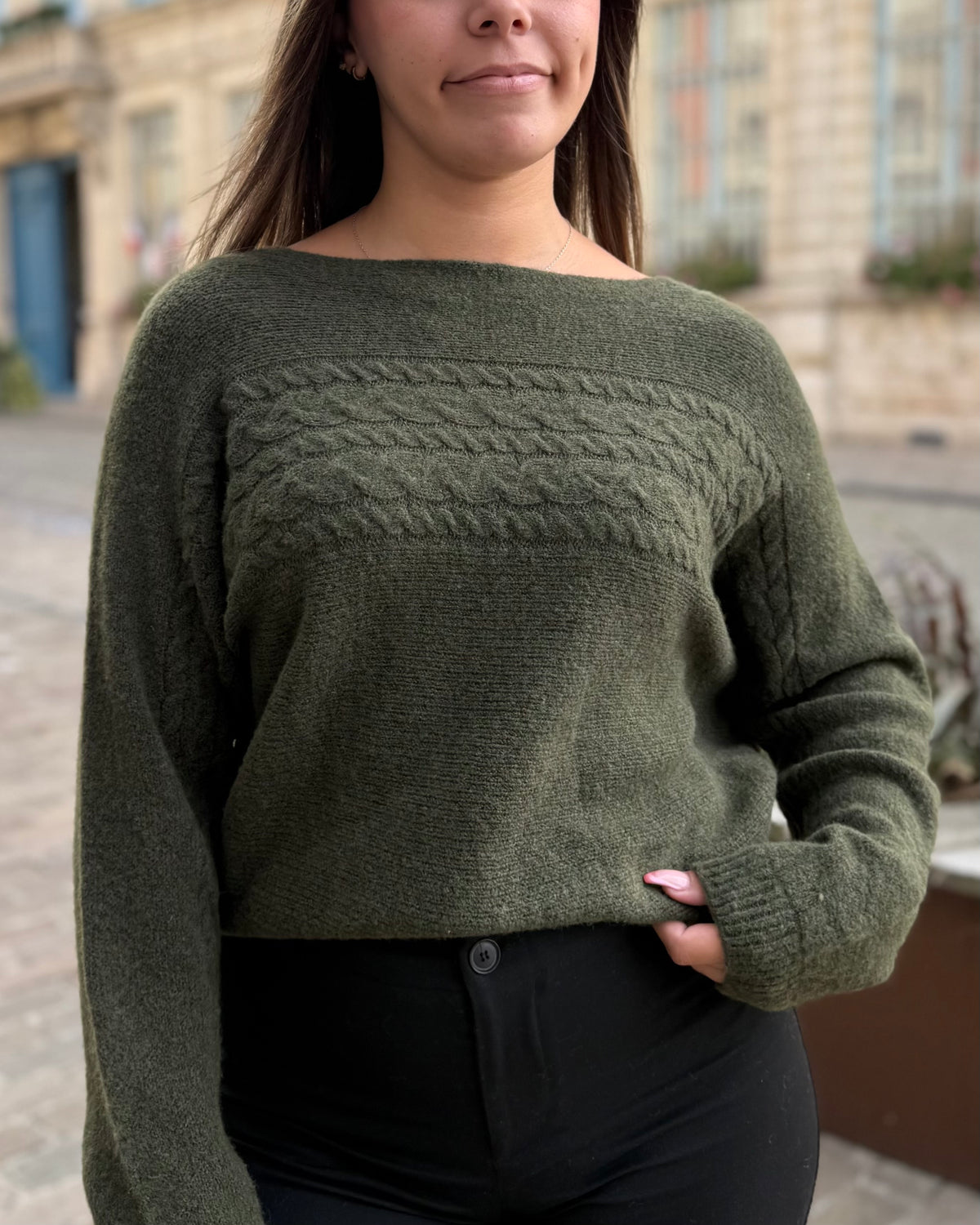 Pull col bateau kaki