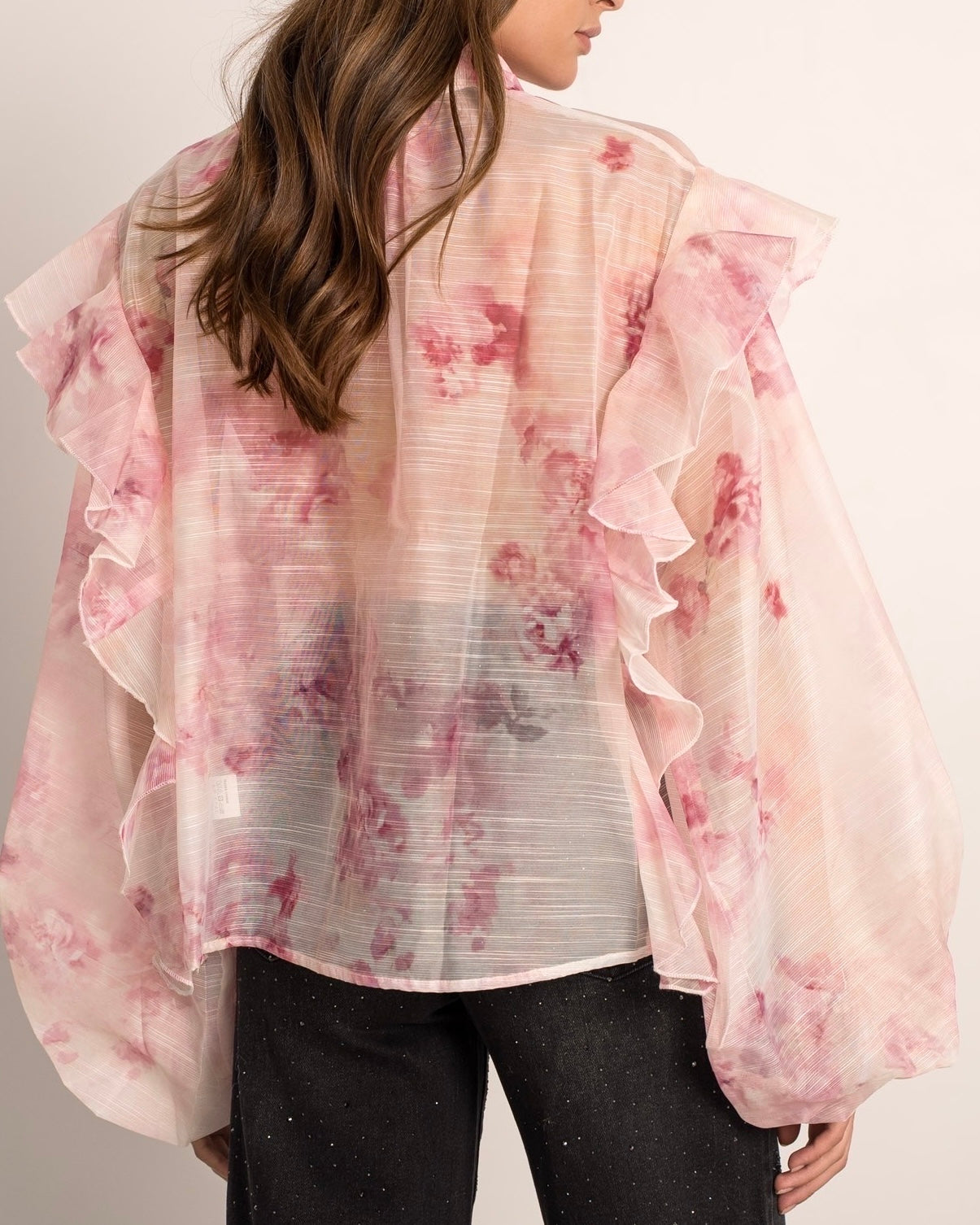 Chemise rose à volant