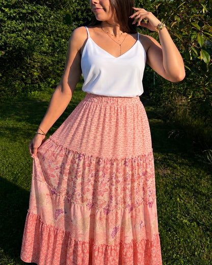 Jupe bohème Bénédicte rose