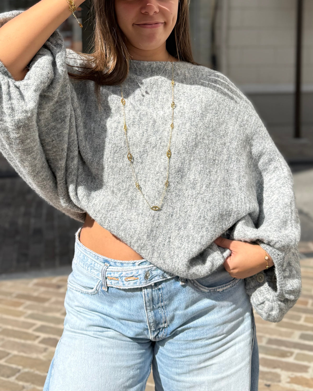 Pull oversize chauve souris gris 36 à 50