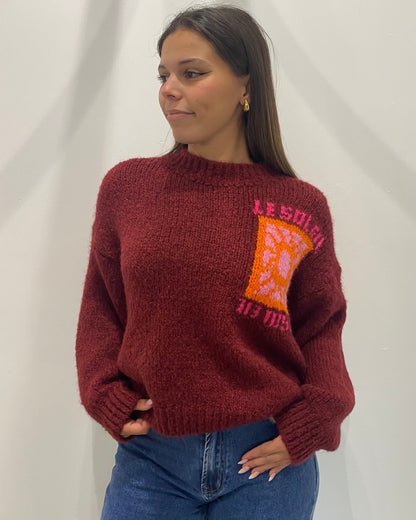 Pull Soleil bordeaux