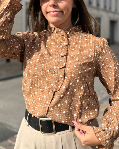 Chemise cœur marron
