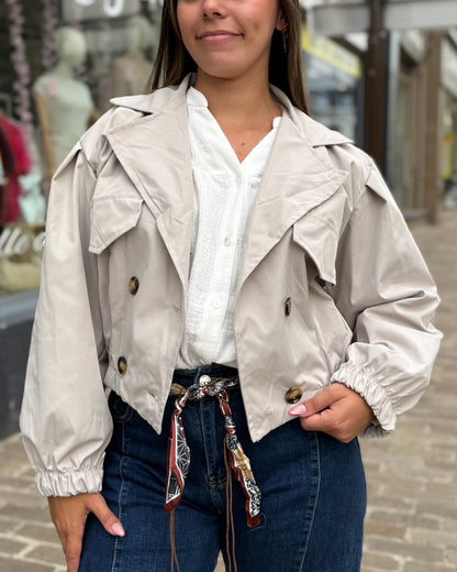 Veste cintré à la taille beige