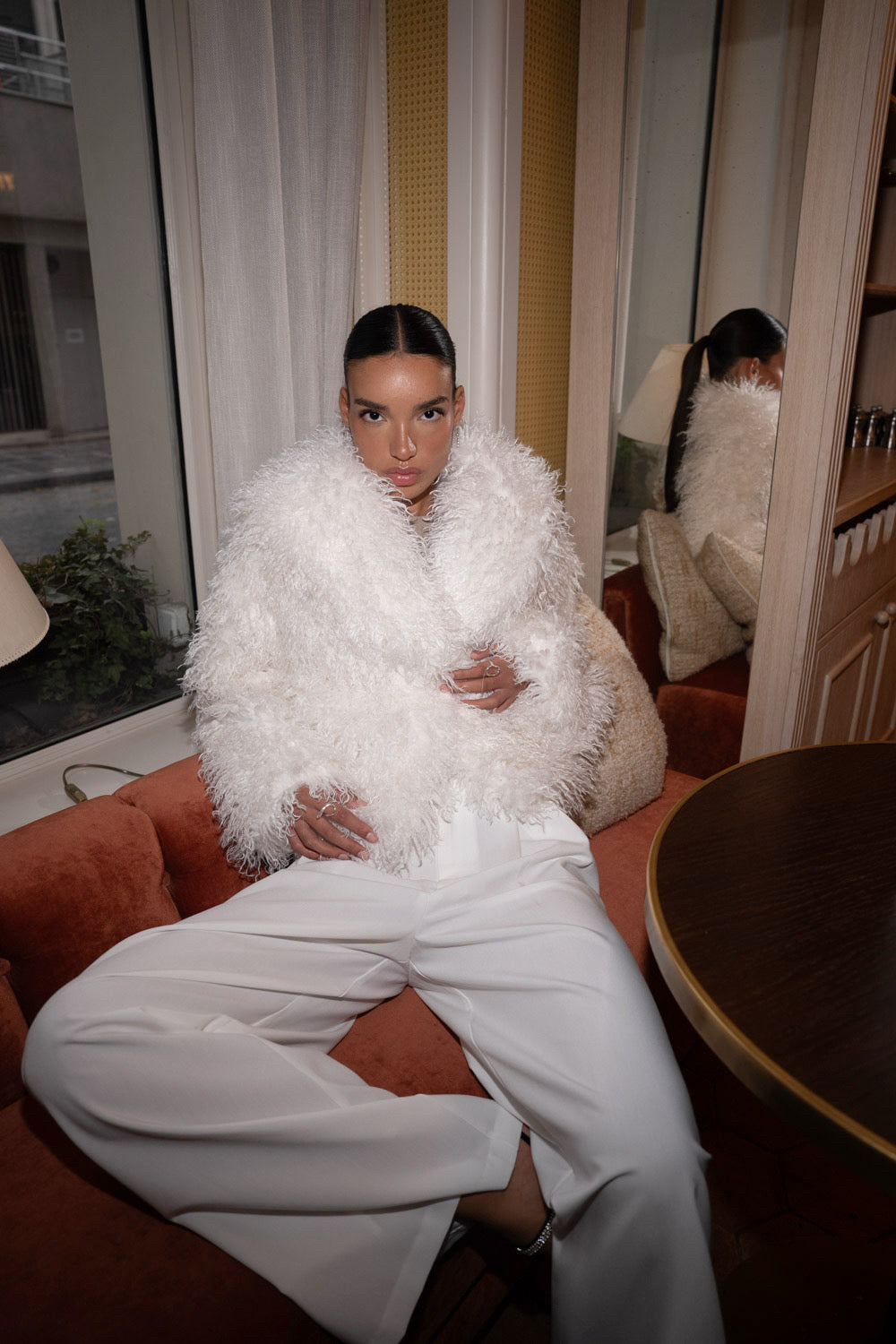 Veste fourrure fluffy crème