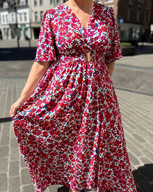 Robe fleurs rouge