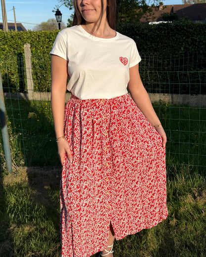Jupe fleurs rouge