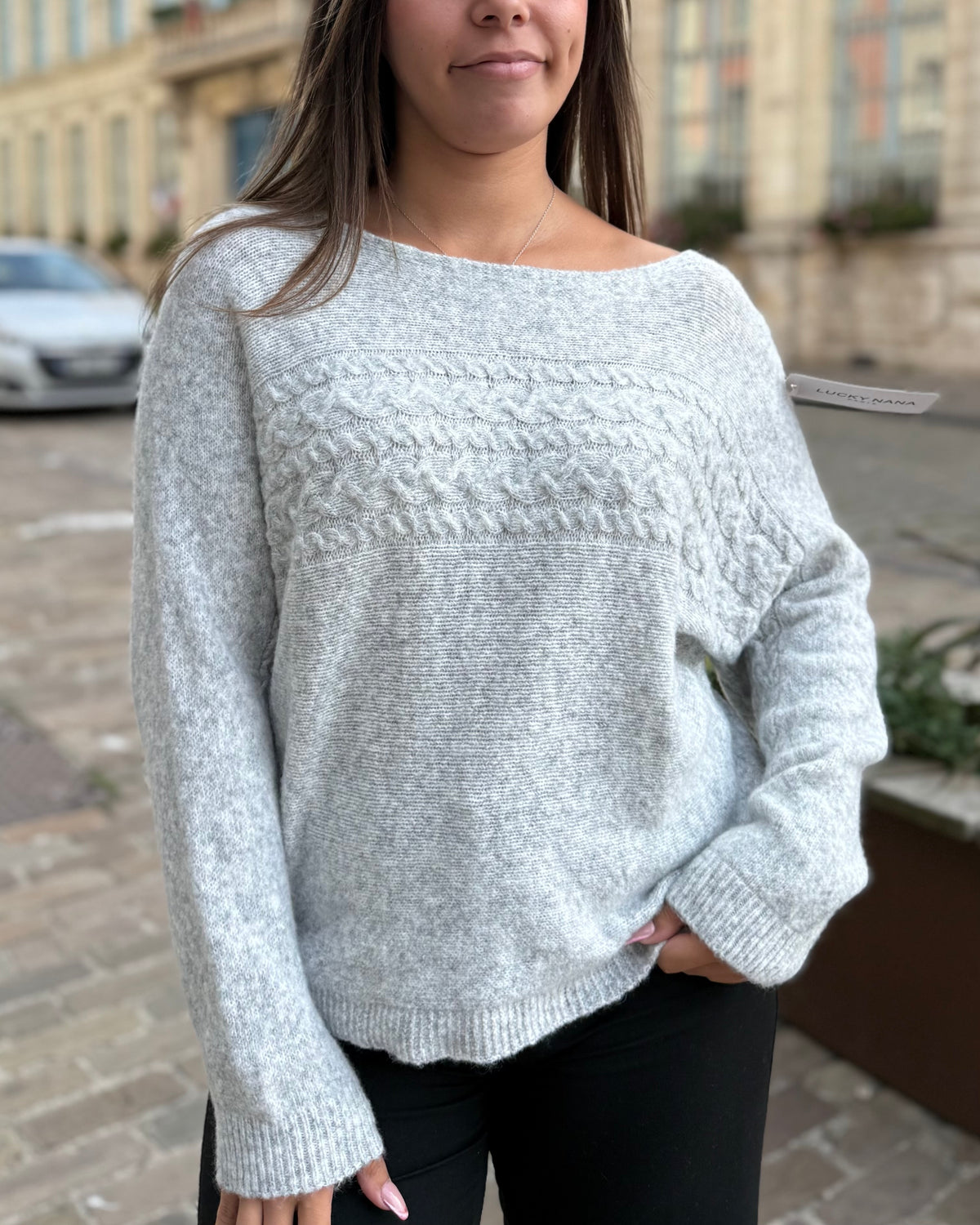 Pull col bateau gris