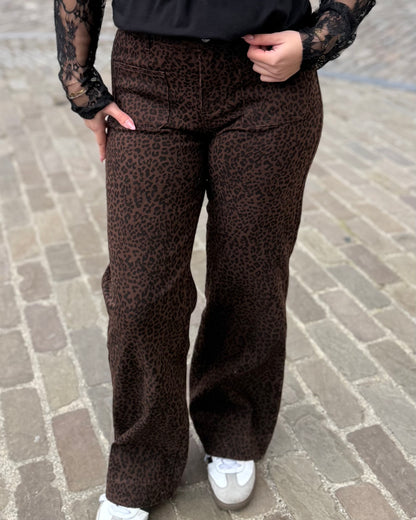 Jean léopard marron