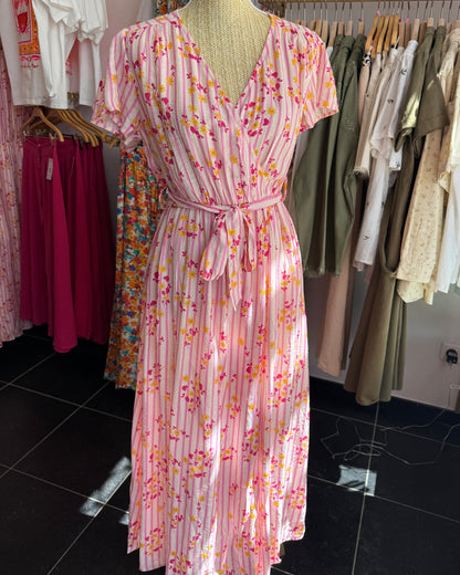 Robe rayures rose