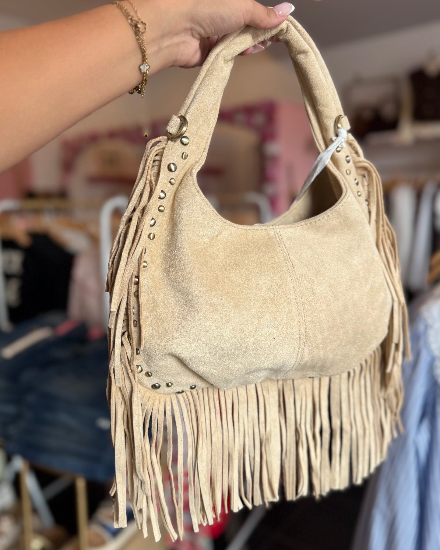 Sac franges beige