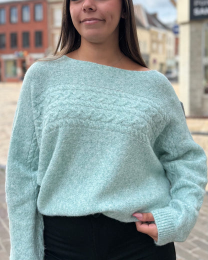 Pull col bateau turquoise
