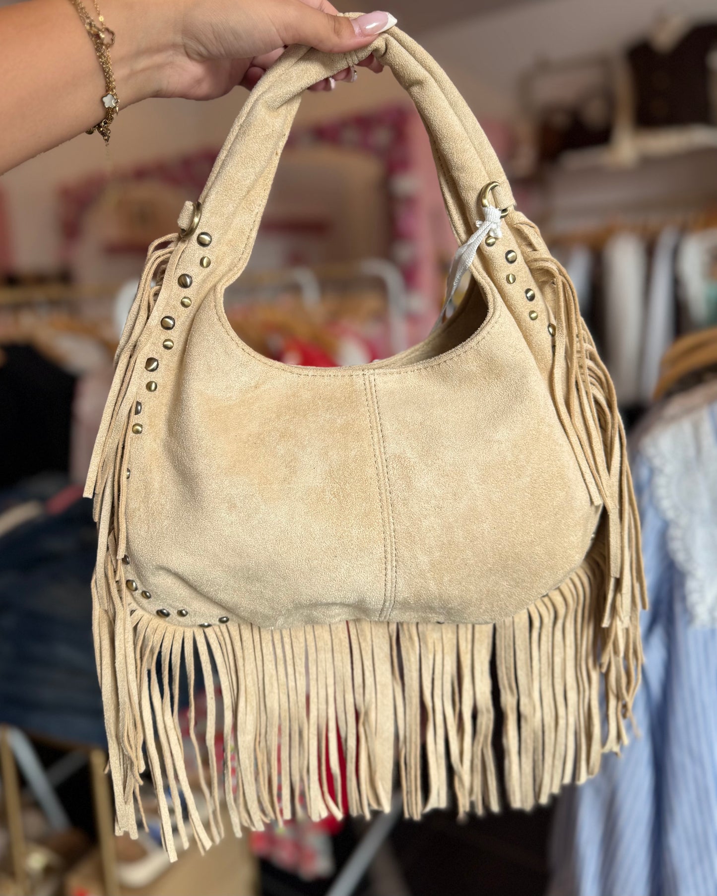 Sac franges beige