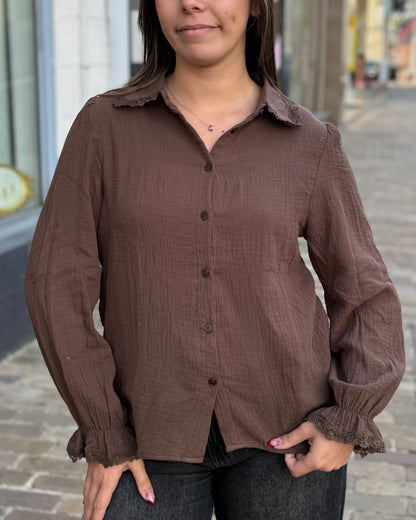 Chemise gaze de coton marron