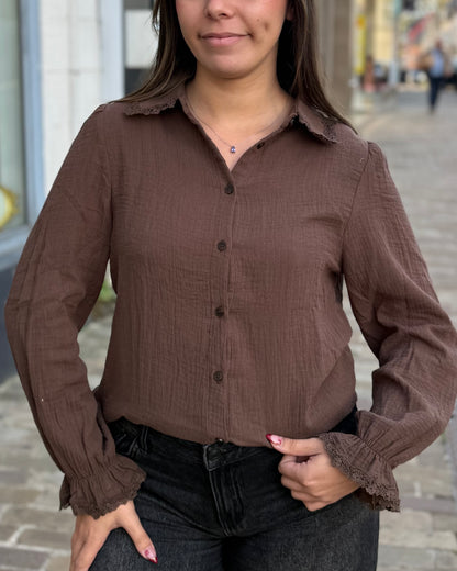 Chemise gaze de coton marron