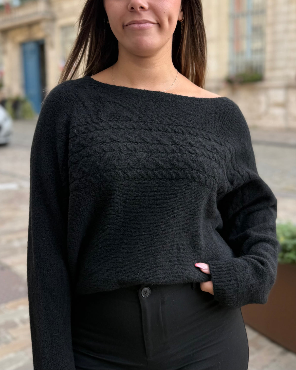 Pull col bateau noir