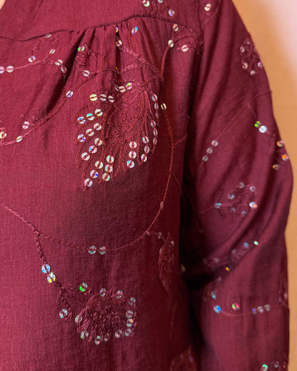 Chemise sequin Silas bordeau
