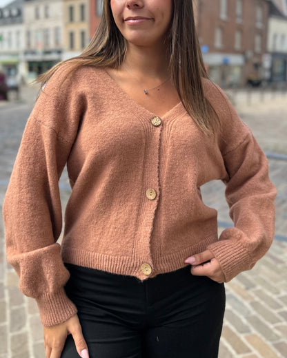 Gilet rouille boutons bois