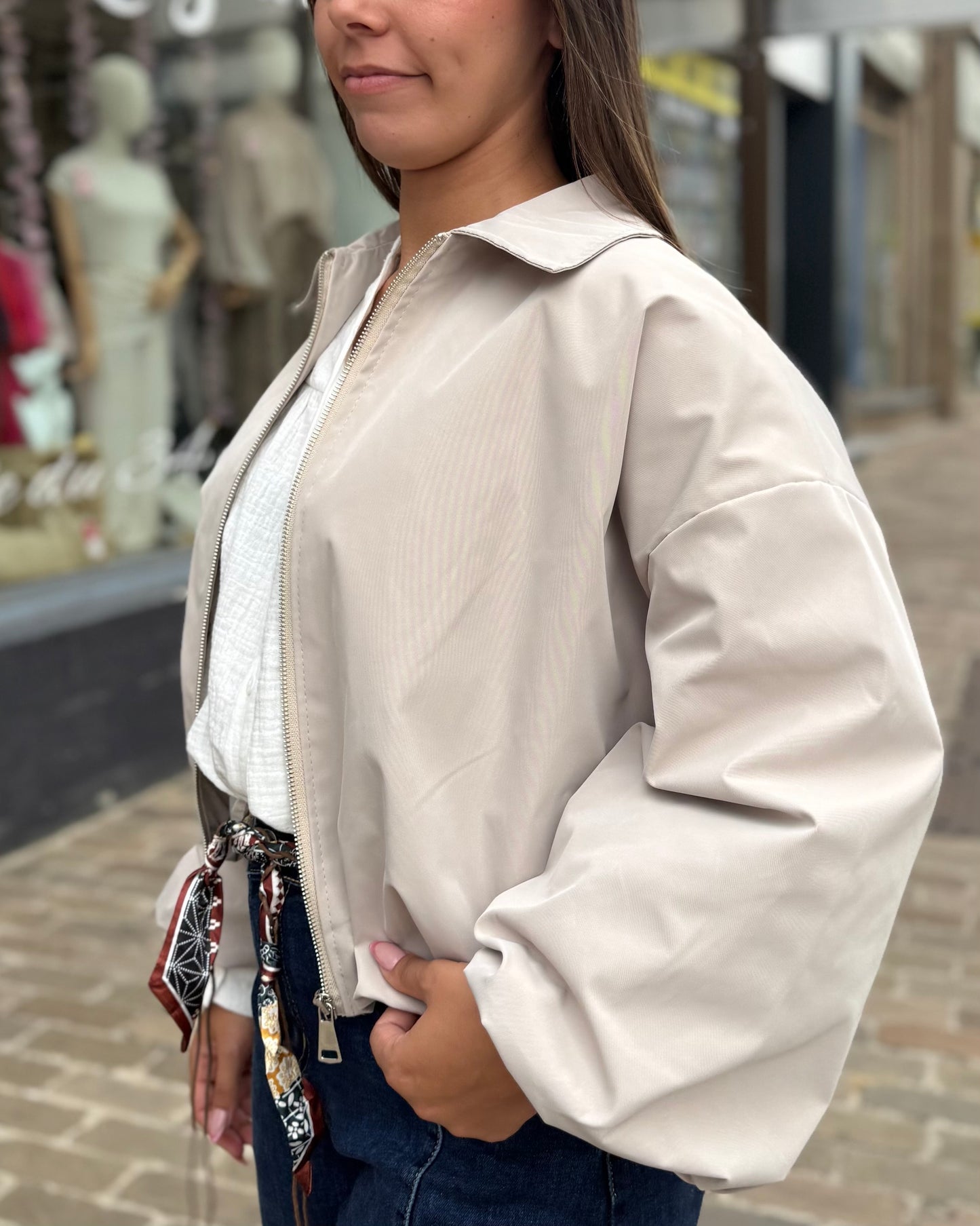 Bombers impermeable beige