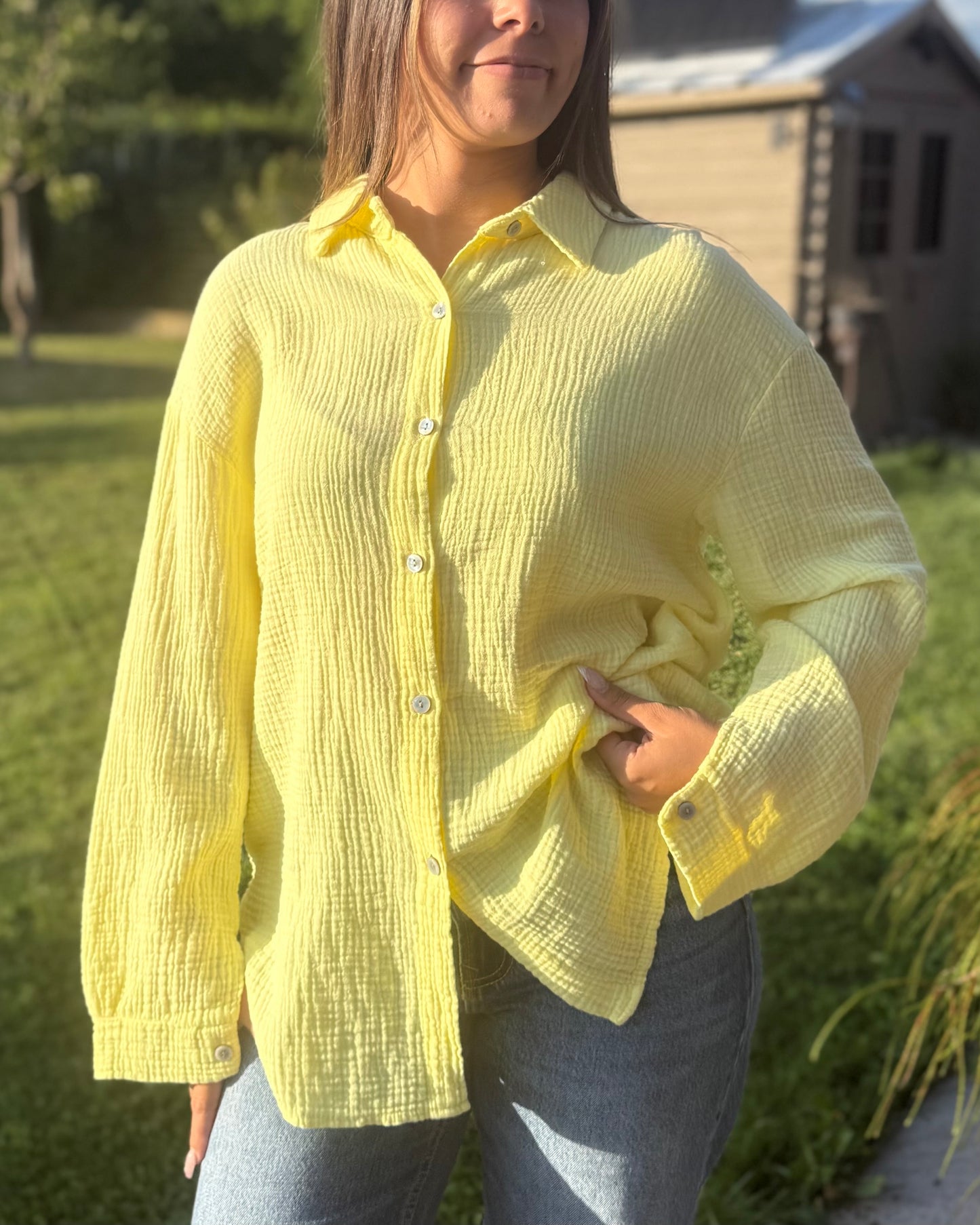Chemise good vibes jaune