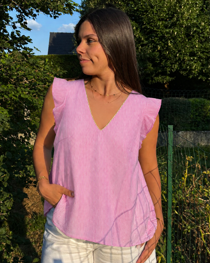 Haut rayures rose