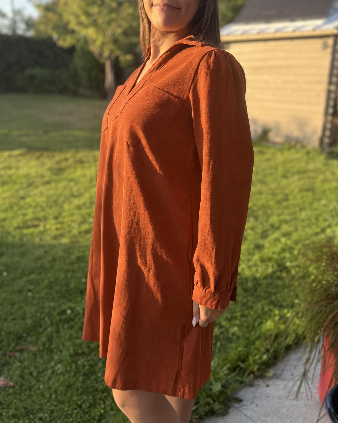 Robe droite rouille en coton