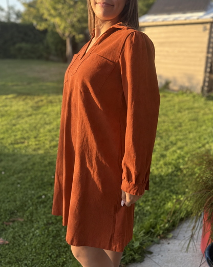 Robe droite rouille en coton